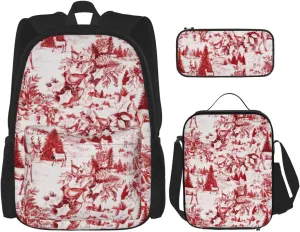 Animal Wilderness Bear Deer Print Practicality Bag Casual Fashion Backpack Lunch Bag Pencil Case Camping Gear Bag