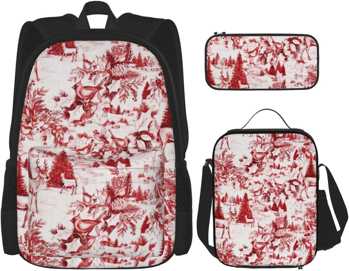 Animal Wilderness Bear Deer Print Practicality Bag Casual Fashion Backpack Lunch Bag Pencil Case Camping Gear Bag