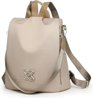 Anti Theft Backpack for Women, Large Capacity Leisure Shoulder Bag, Antitheft Backpack Crossbody Lightweight Travel (Beige)
