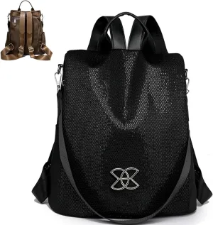 Anti-Theft Large Capacity Backpack, Leisure Shoulder Bag for Women, Shoulder Bag for Women Multi Purpose (Flash Black)