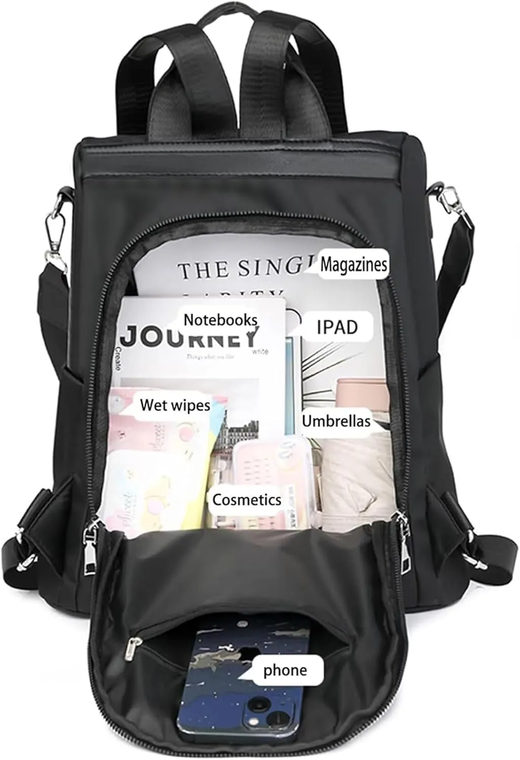 Anti-Theft Large Capacity Backpack, Travel Bag 3-Way Crossbody Oxford Cloth, for Daily Use and Travel (Brown)