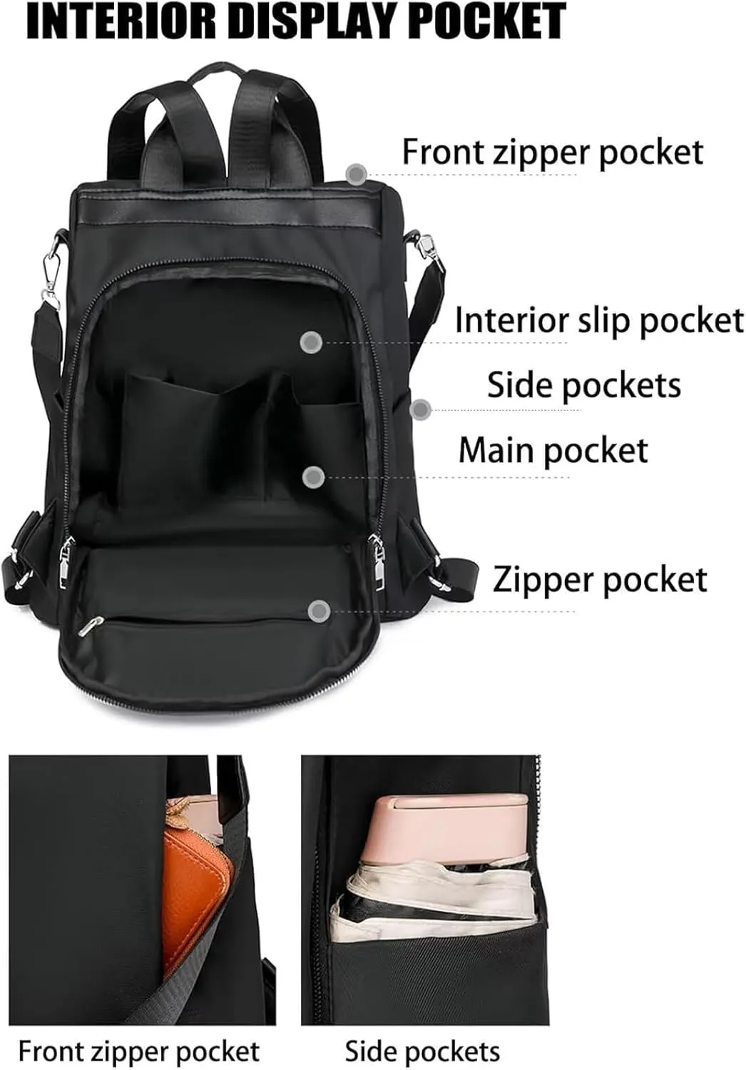 Anti-Theft Large Capacity Backpack, Travel Bag 3-Way Crossbody Oxford Cloth, for Daily Use and Travel (Multicolor)