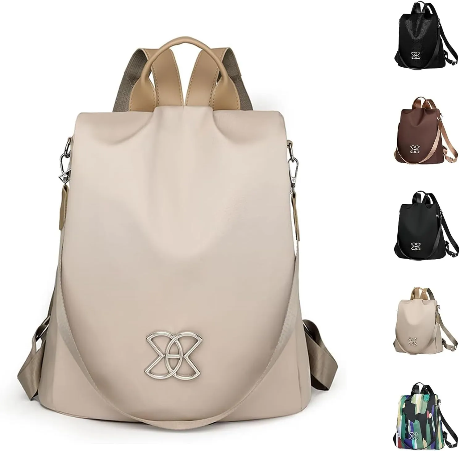 Anti-Theft Large Capacity Backpack, Travel Bag 3-Way Crossbody Oxford Cloth, for Daily Use and Travel (White)