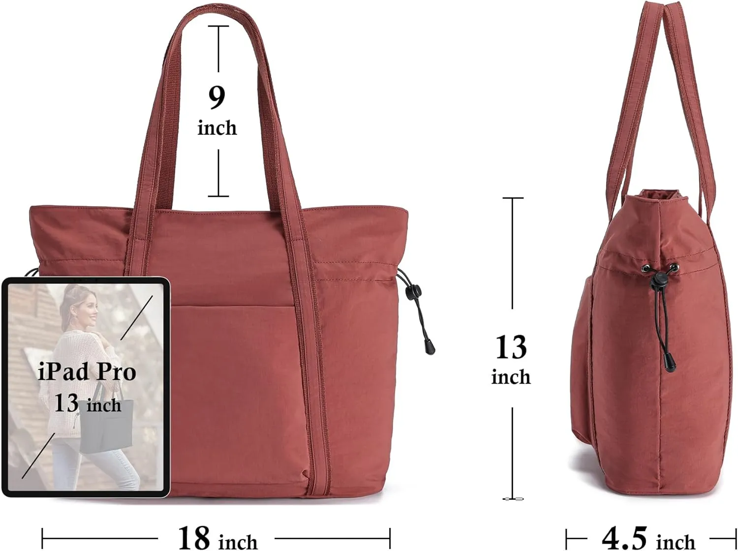 AOCINA 16L Tote Bag for Women Work with Zipper Womens Casual Shoulder Bags for Gym Beach Travel Shopping