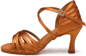 AOQUNFS Women's Latin Dance Shoes Satin Ballroom Salsa Practice Professional Performance Dancing Shoes
