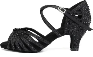 AOQUNFS Women's Rhinestones Latin Dance Shoes Ballroom Salsa Performance Professional Practice Dancing Shoes,Model L429