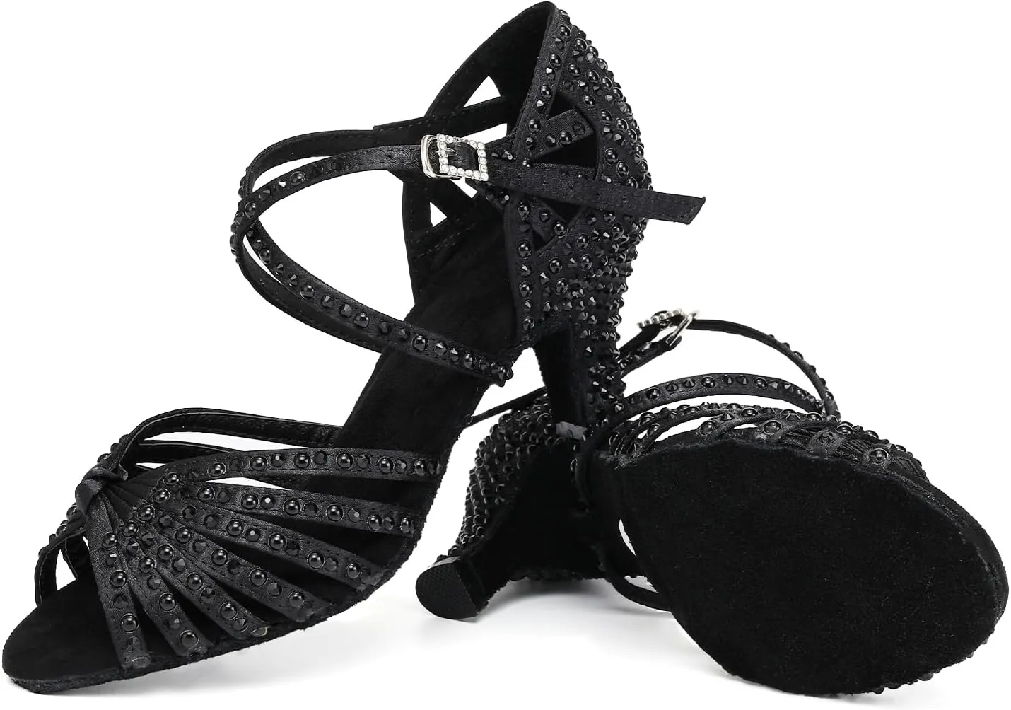 AOQUNFS Women's Rhinestones Latin Dance Shoes Ballroom Salsa Performance Professional Practice Dancing Shoes,Model L429