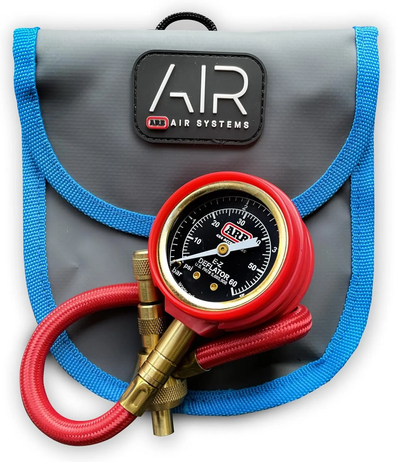 ARB ARB600 E-Z Deflator Kit 10-60 PSI 0-4 BAR Tire Pressure Gauge Rapid Air Down for Offroad Include Recovery Gear Pouch