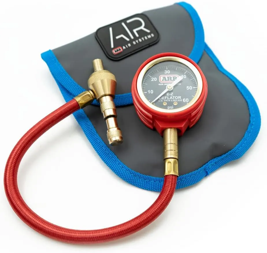ARB ARB600 E-Z Deflator Kit 10-60 PSI 0-4 BAR Tire Pressure Gauge Rapid Air Down for Offroad Include Recovery Gear Pouch