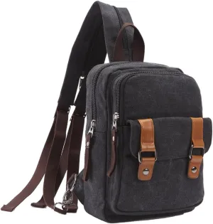 Arbag Small Cute Backpack Vintage Casual Canvas Shoulder Bag Daypack 8528bag,Black