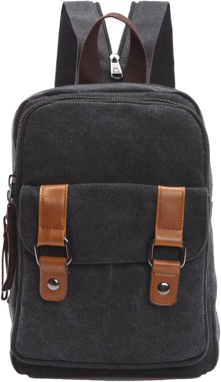 Arbag Small Cute Backpack Vintage Casual Canvas Shoulder Bag Daypack 8528bag,Black