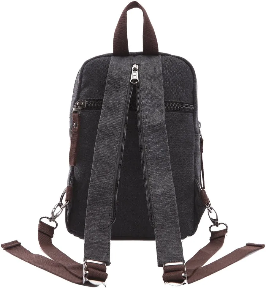 Arbag Small Cute Backpack Vintage Casual Canvas Shoulder Bag Daypack 8528bag,Black