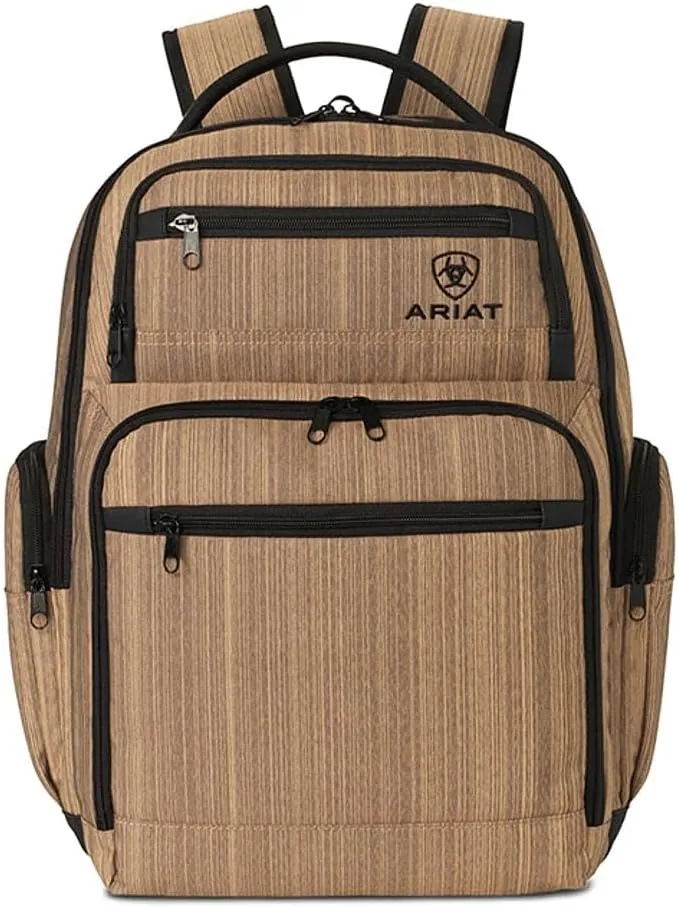 ARIAT Unisex Adult Classic Logo Canvas Backpack, Brown, One Size