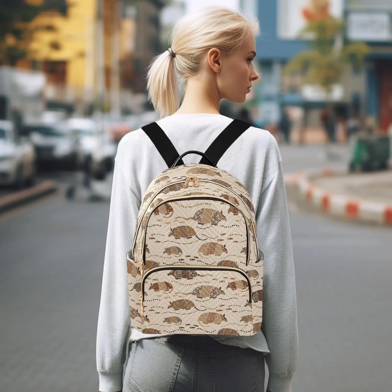 Armadillo Desert Mini Backpack for Women, Travel Backpack Purse Daypack Shoulder Bag for Ladies