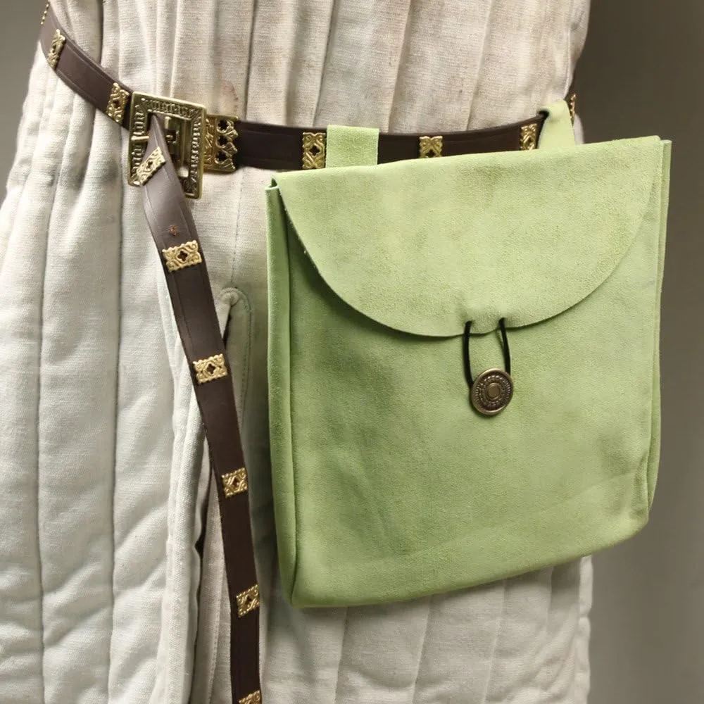 Armory Replicas™ Handmade Brown & Purple Leather Belt Pouches, Large Suede Bags with Wessex Grandeur & Touch of Royalty