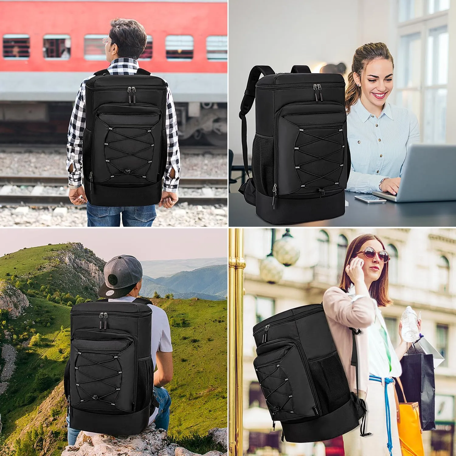 Asenlin Travel Backpack for Women Men，40L Large Hiking Backpack，18 Inch Carry on Backpack Water Resistant for Casual Daypack Gym Backpack-Black
