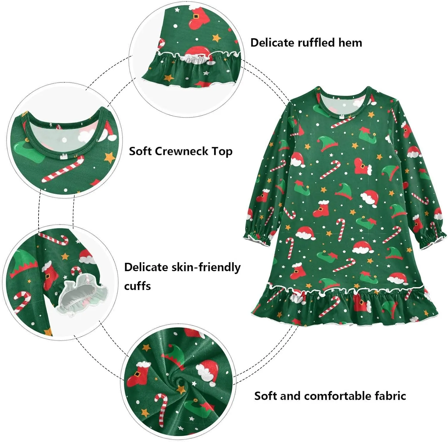 Aslsiy Girls Dress Christmas Santa Boots Elf Hat Shoes Toddler Princess Dress Candy Cane Casual Clothes