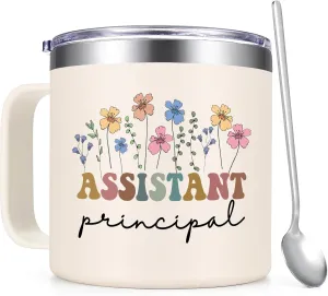 Assistant Principal Gifts for Women, Assistant Principal Coffee Mug for Assistant Principal, Birthday and Christmas, 14oz Stainless Steel Insulated Coffee Mug for Assistant Principal, Creamy White