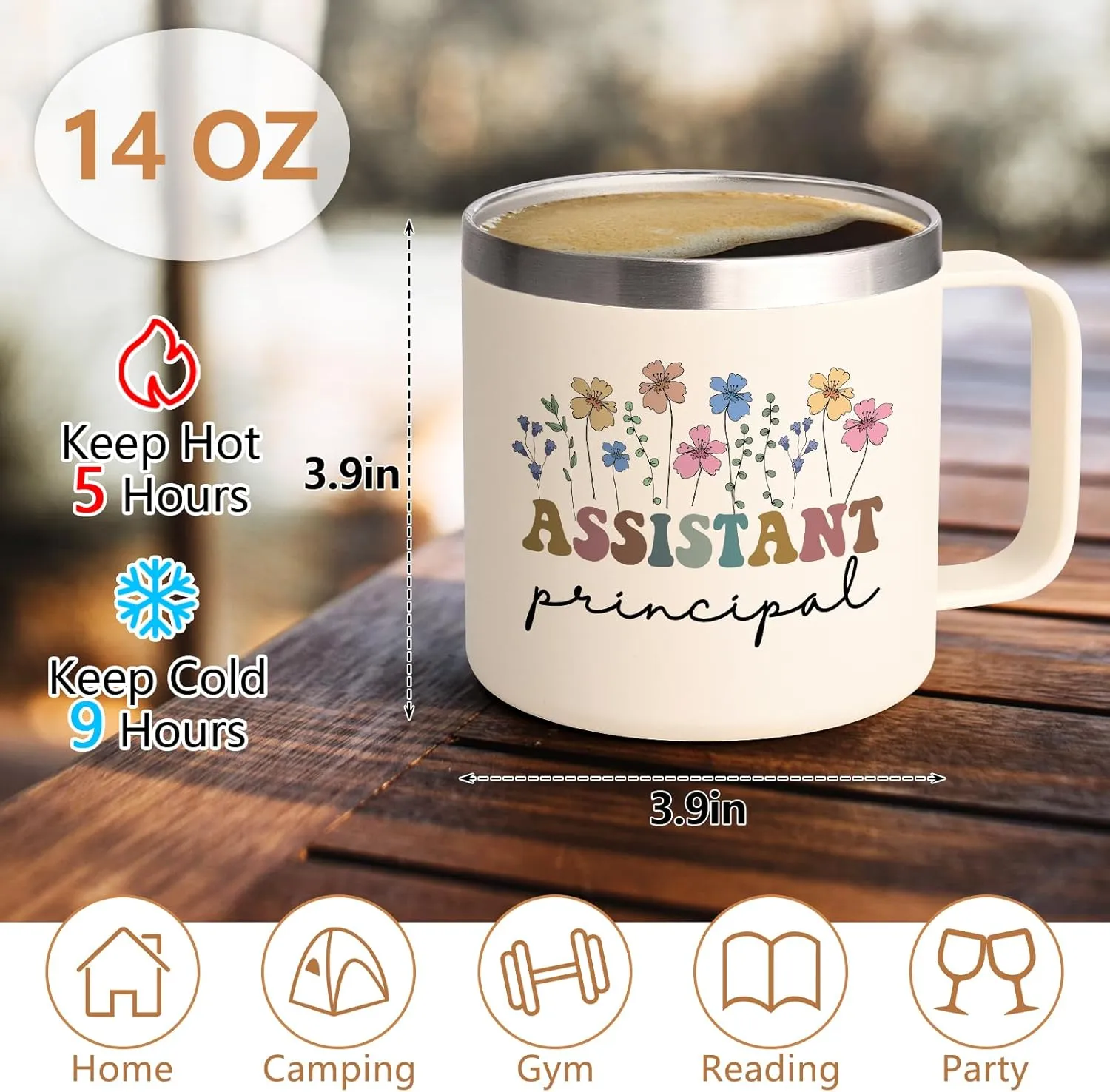 Assistant Principal Gifts for Women, Assistant Principal Coffee Mug for Assistant Principal, Birthday and Christmas, 14oz Stainless Steel Insulated Coffee Mug for Assistant Principal, Creamy White
