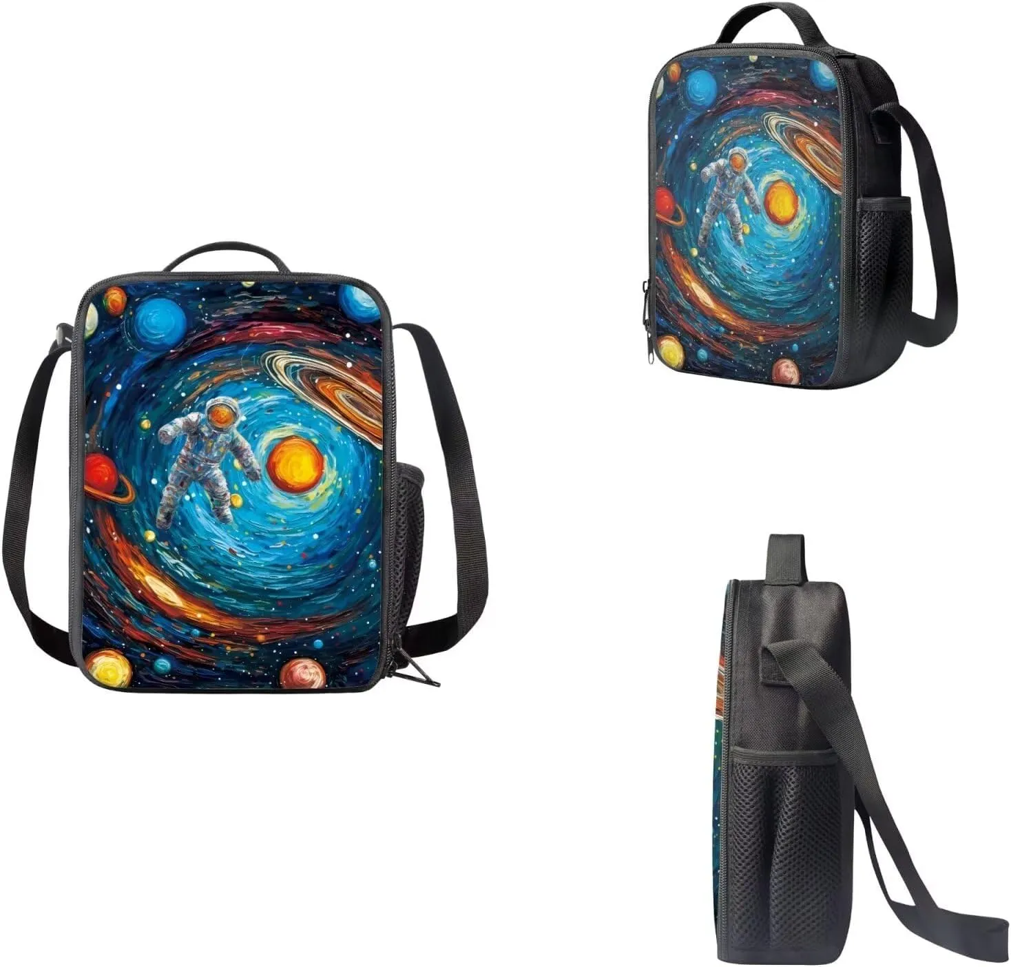 Astronaut 3 Pcs Backpack Set with 17 Inch Student School Bag/Lunch Bag/Pencil Bag Kids Bookbag Elementary School Backpack Rucksack Casual Daypack for Girls Boys