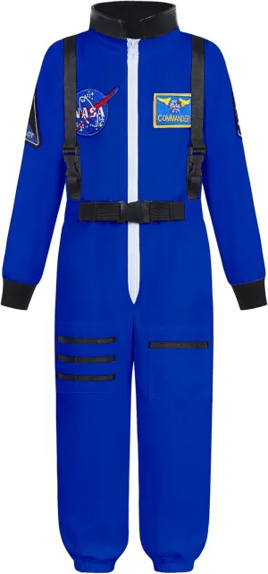 Astronaut Costume for Kids, Space Costume Space Suit for Boys Girls NASA Astronaut Cosplay Role Play Dress Up