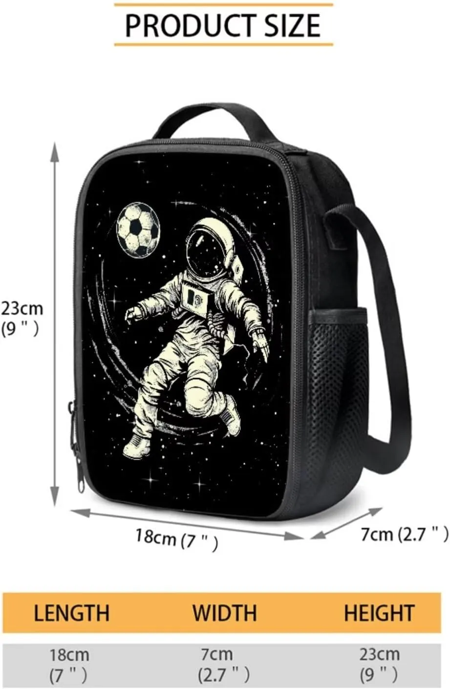 Astronaut Playing Soccer Backpack 4 in 1 Set for Teens Outer Space School Backpack Set with Lunch Bag Pencil Case Water Bottle Holder Trendy Schoolbag for Kindergarten Elementary School
