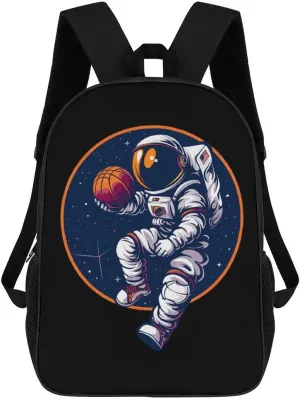 Astronaut Slam Dunk Basketball Space Laptop Backpack for Men Women 17 Inch Travel Computer Bag Lightweight Daypack