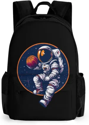 Astronaut Slam Dunk Basketball Space Laptop Backpack Lightweight Travel Shoulder Bag Casual Daypack for Men Women