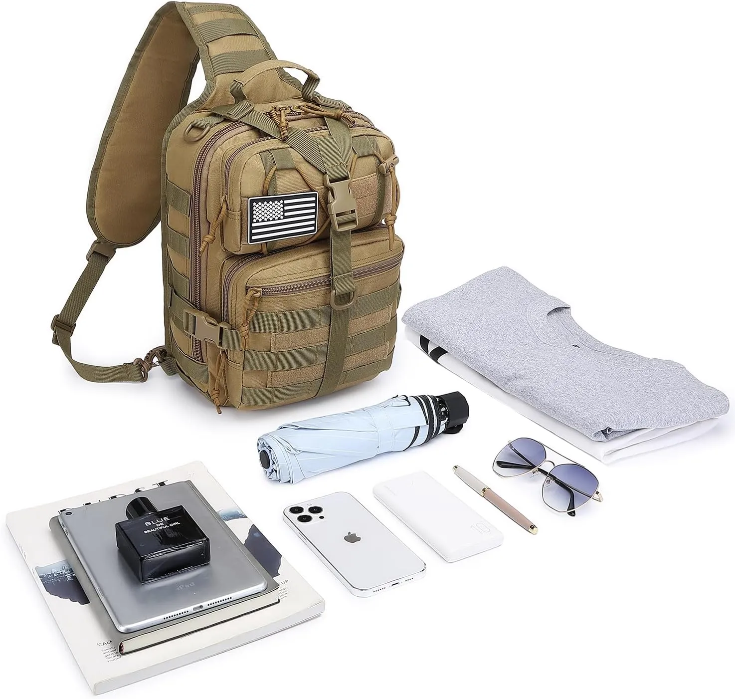 ATBP Tactical Crossbody Sling Backpack Militray Shoulder Holster Bag For Men Chest Pack Hiking Daypack 15L
