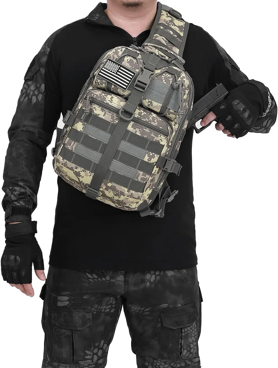 ATBP Tactical Crossbody Sling Backpack Militray Shoulder Holster Bag For Men Chest Pack Hiking Daypack 15L