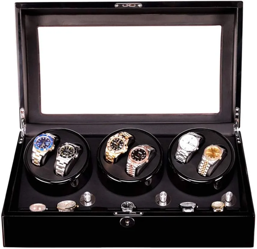 Automatic Watch Winder Box, Quiet Motor with Wood Shell 6 7 Watches Storage Display Box，A