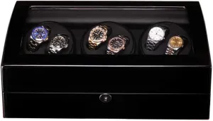 Automatic Watch Winder Box, Quiet Motor with Wood Shell 6 7 Watches Storage Display Box，A