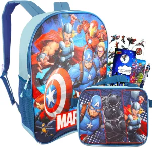 Avengers 16" Backpack and Lunch Box Set: Stickers, More | Marvel School Supplies