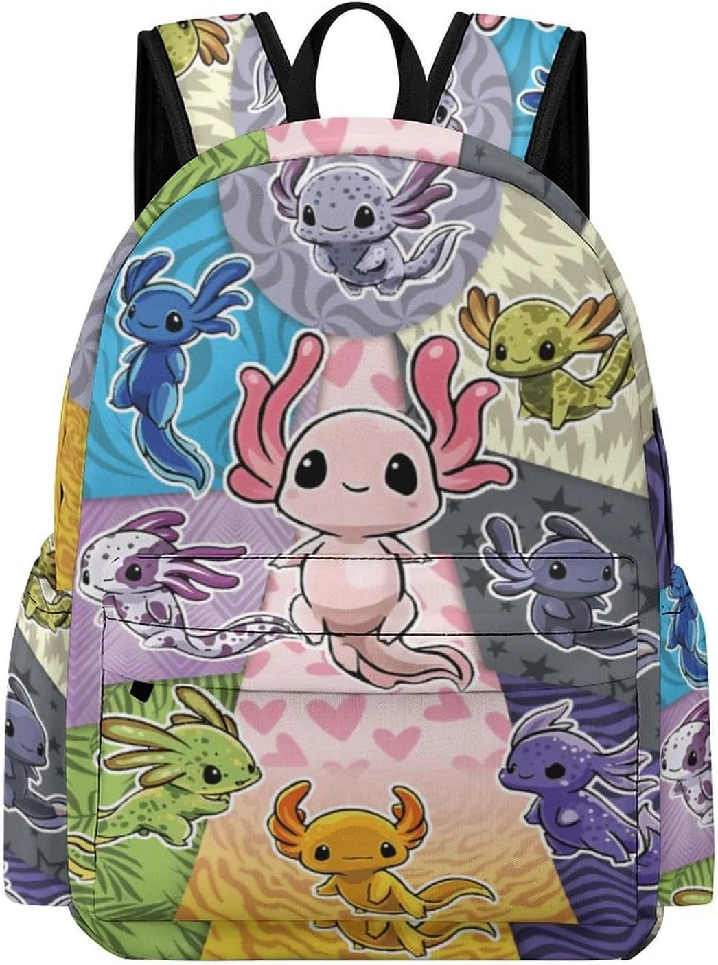 Axolotl Backpack for Boys Girls School Bag 16.5 Inch Cartoon Bookbag