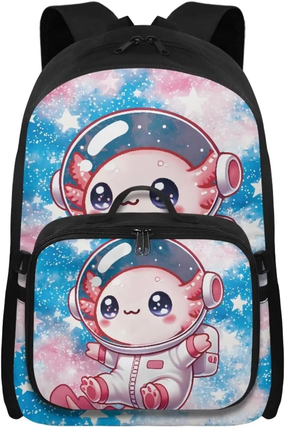Axolotl Backpack For Girls 2 In 1 Cute School with Lunch Box Set Elementary Bag and for 6-8/10-12 Kids Book Lunchbox Children 3rd Grade Bookbag