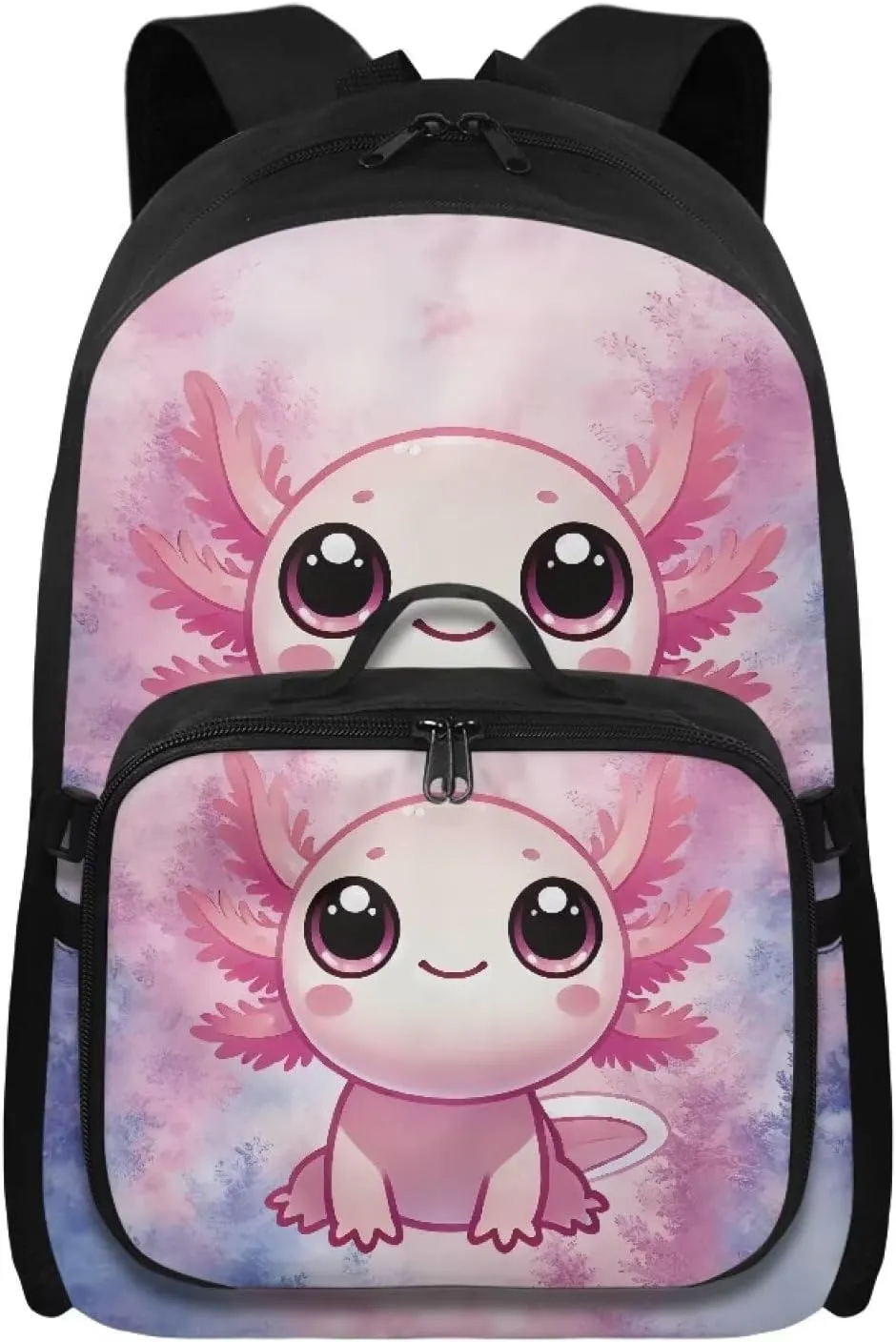 Axolotl Backpack For Girls Cute Kids Bookbags with Lunch Box Large School Bags 5 Age Cute Backpacks for Teen Girls Laptop Shoulder Middle School Bookbags for 5Th Grade