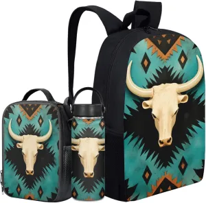 Aztec Kids 3 in 1 Backpack Set for Boys Sheepshead School Bag for 3-10 Years Children Lightweight Bookbag with Lunch Box Insulated Water Bottle for Back to Shcool Gifts