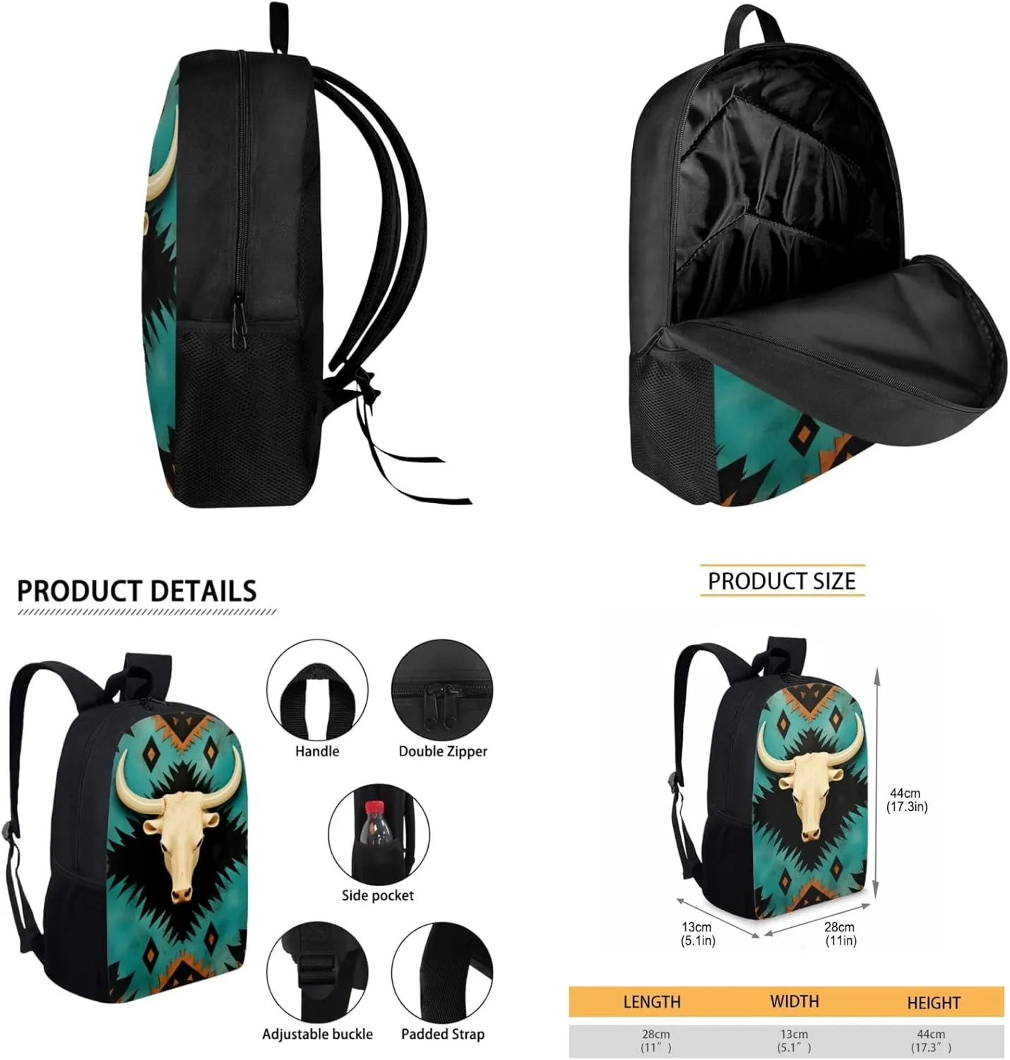 Aztec Kids 3 in 1 Backpack Set for Boys Sheepshead School Bag for 3-10 Years Children Lightweight Bookbag with Lunch Box Insulated Water Bottle for Back to Shcool Gifts