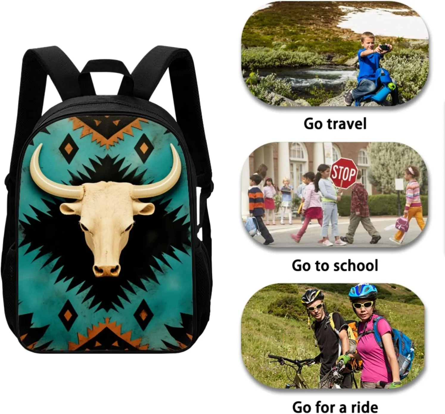 Aztec Kids 3 in 1 Backpack Set for Boys Sheepshead School Bag for 3-10 Years Children Lightweight Bookbag with Lunch Box Insulated Water Bottle for Back to Shcool Gifts