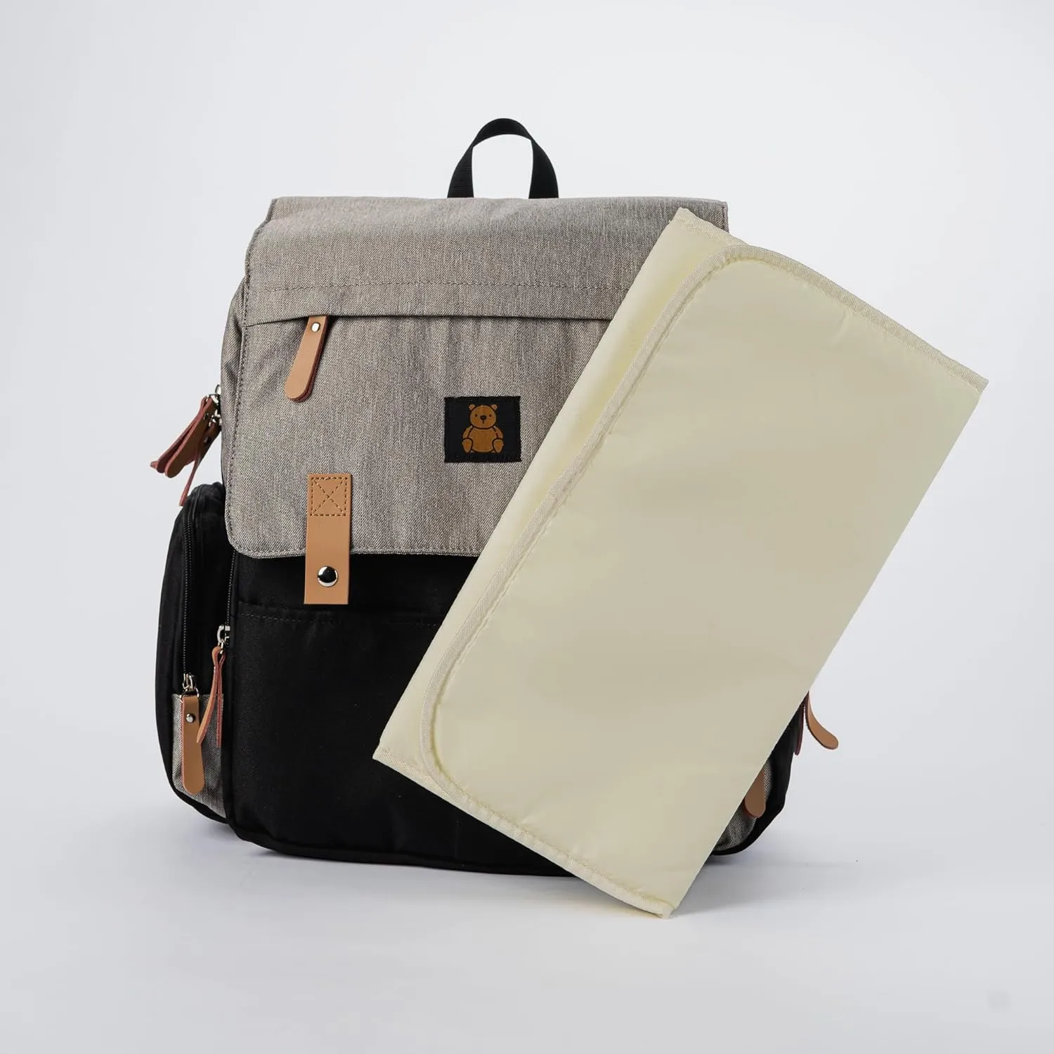 Baby Bliss Alexander Diaper Bag for New Parents - Backpack 4 Color Options, Organizational Pockets, Unisex-Babies, Diaperbag Backpack, Daily Use (Black and Grey)