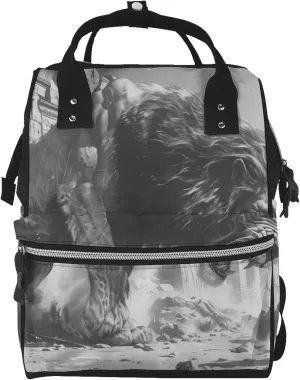 Baby Diaper Backpack,Multi-Function Travel Backpack Nappy Bags,Nursing Bag, Fashion Mummy,Roomy Waterproof For Baby Care(Heroic Lion Encounter)