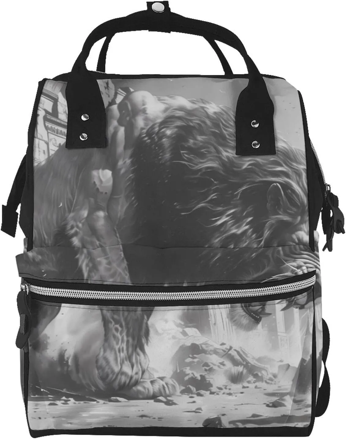 Baby Diaper Backpack,Multi-Function Travel Backpack Nappy Bags,Nursing Bag, Fashion Mummy,Roomy Waterproof For Baby Care(Heroic Lion Encounter)