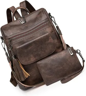 Back Packs，Retro Backpack PU Leather Store Books Umbrella Phone LaptopLarge Capacity for Travel Shopping School