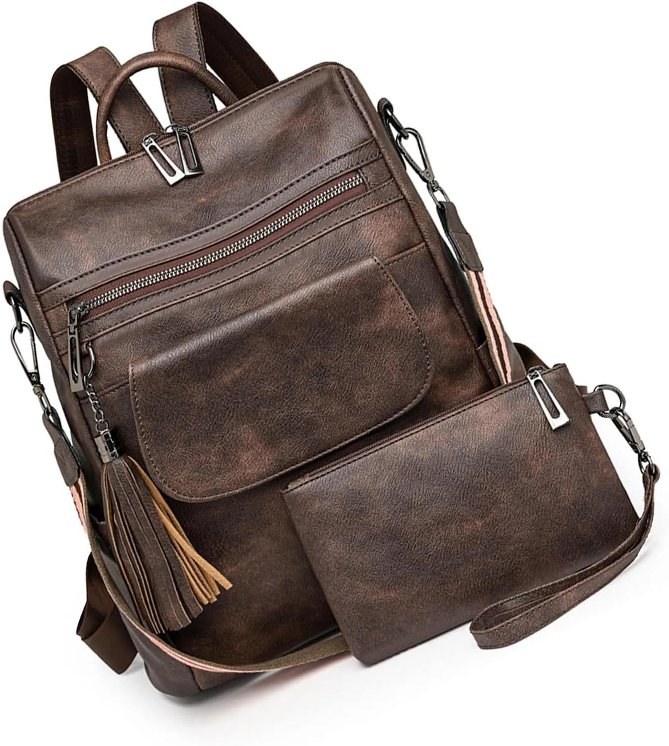 Back Packs，Retro Backpack PU Leather Store Books Umbrella Phone LaptopLarge Capacity for Travel Shopping School