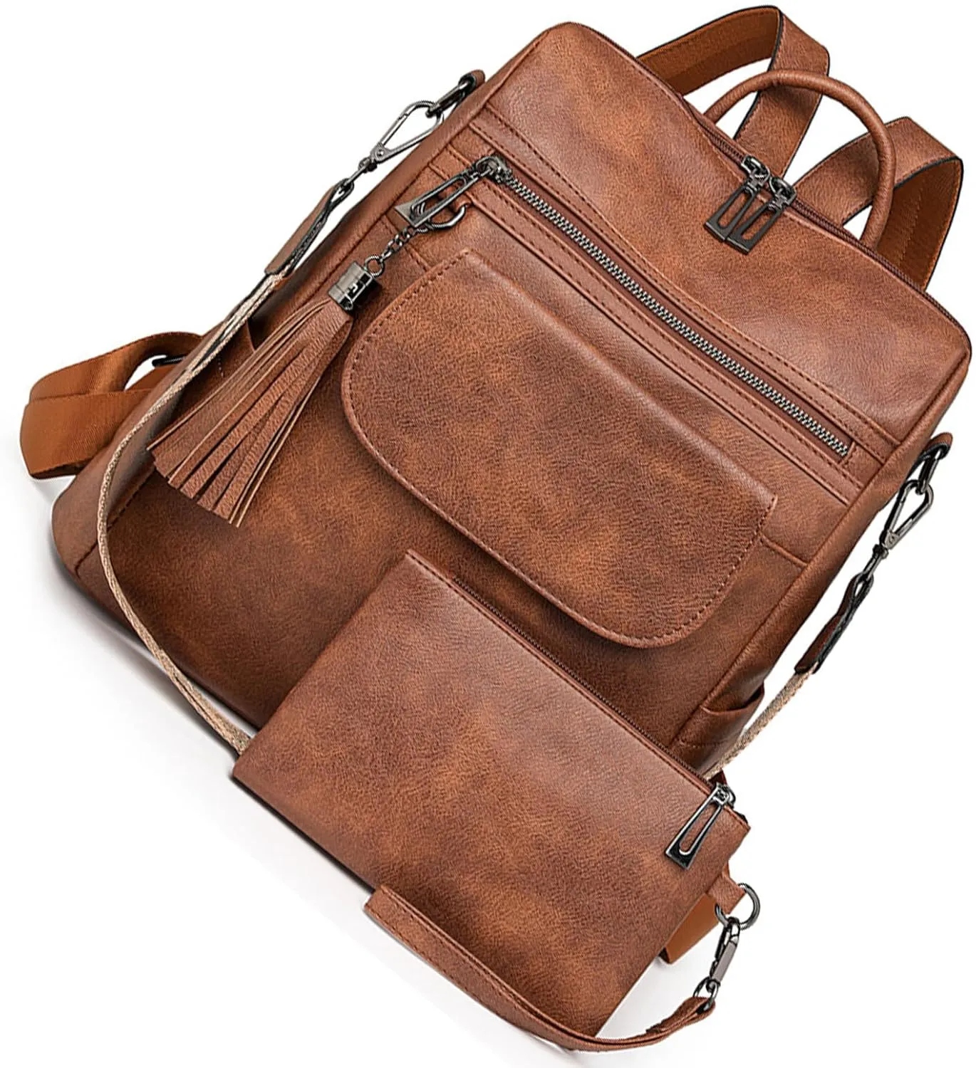 Back Packs，Retro Backpack PU Leather Store Books Umbrella Phone LaptopLarge Capacity for Travel Shopping School