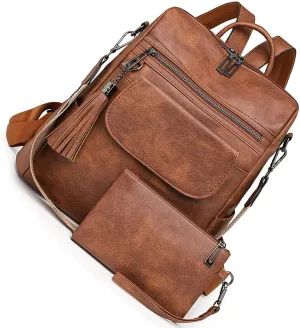 Back Packs，Retro Backpack PU Leather Store Books Umbrella Phone LaptopLarge Capacity for Travel Shopping School