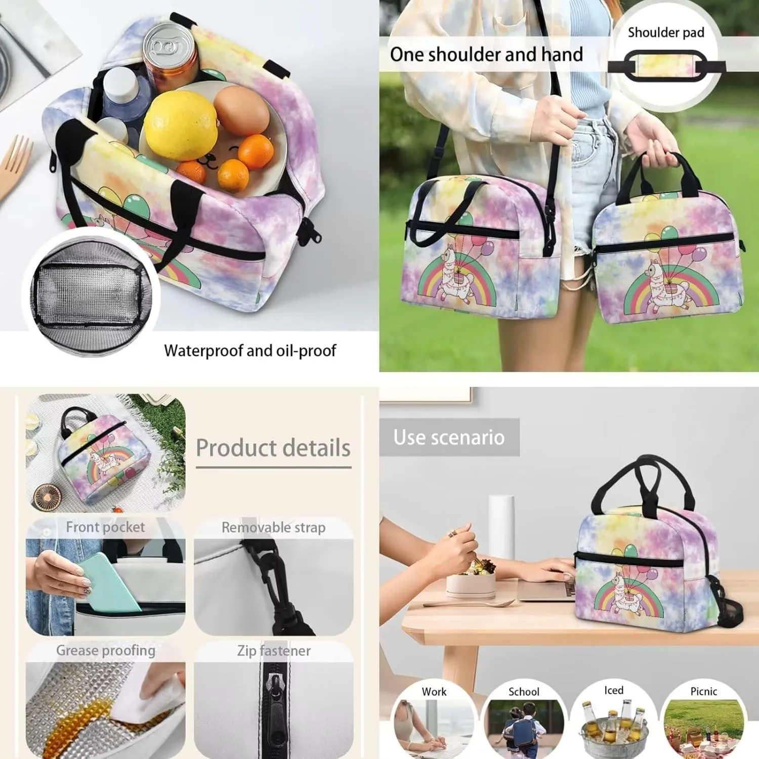 Backpack Alpaca Balloon Children School Book Bags for Kids, Multipurpose with Pen Bag Lunch Box, 3 In 1 School Supplies, Kids Backpack