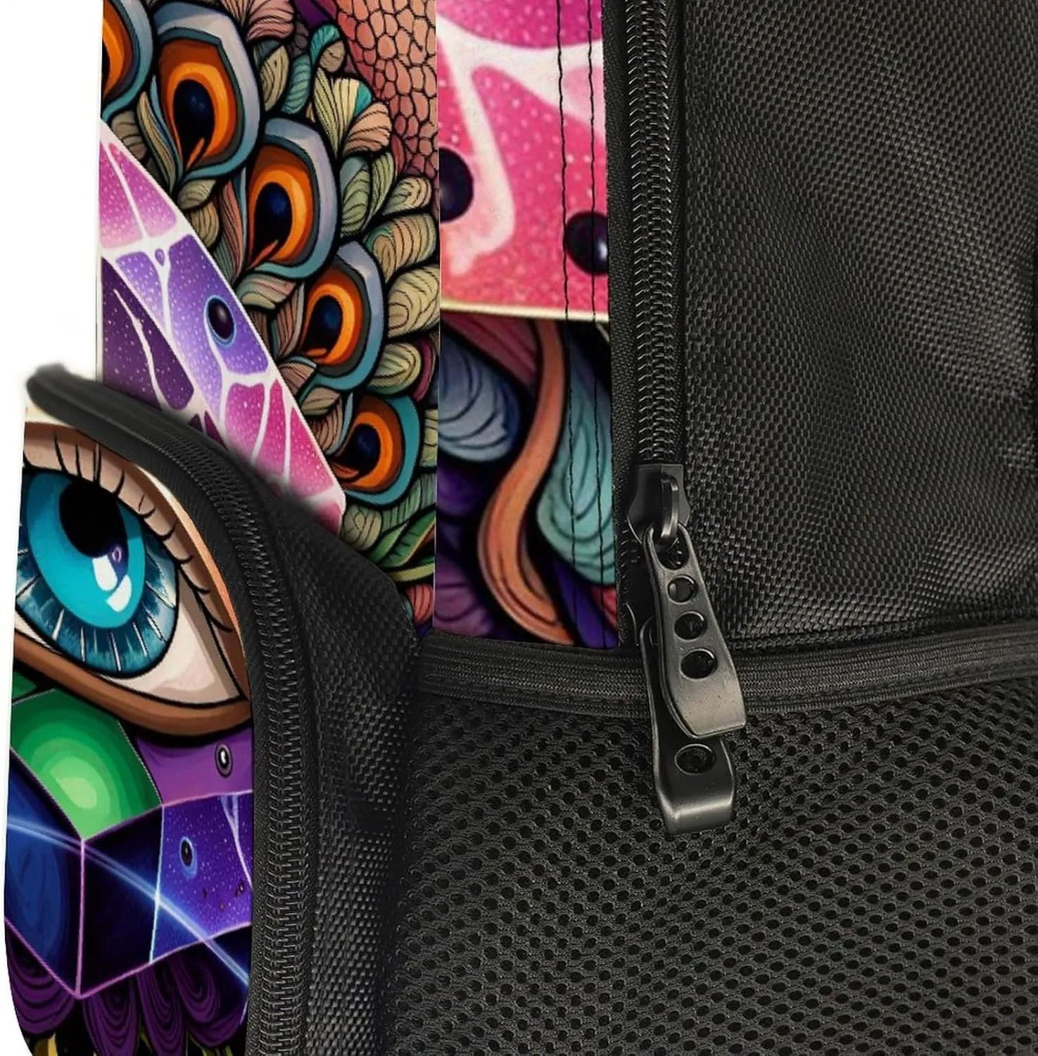 Backpack Anti-Theft Multipurpose Large Capacity Carry On Bag - Colorful Trippy Acid Eye Art Camping Outdoor Backpack With Side Pockets