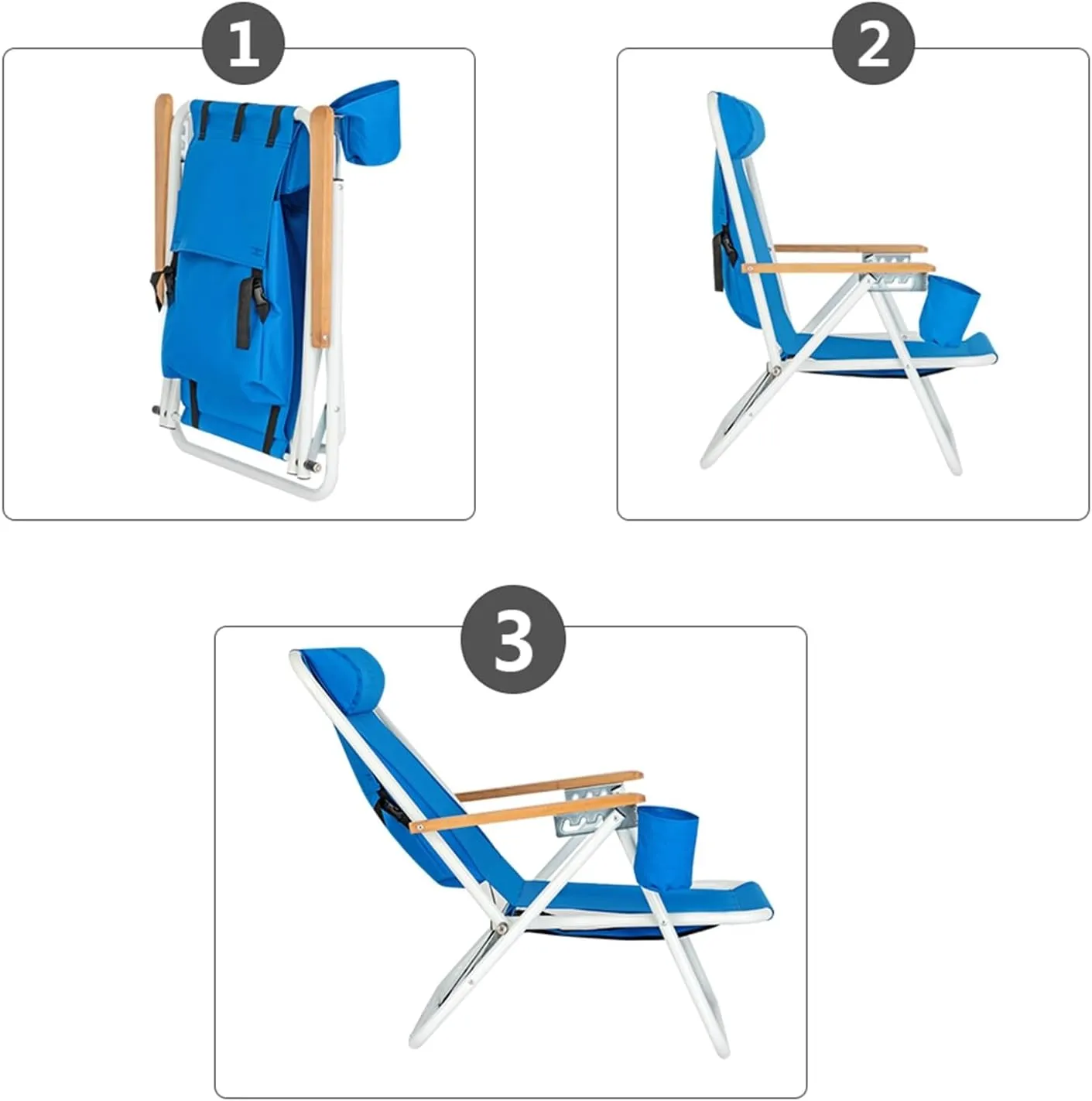 Backpack Beach Chair, Portable Camping Chair, Patio Lightweight Folding Chair, Outdoor Folding Lawn Camping Chairs for Adults, Portable Beach Chair for Garden, Patio, Park, Poolside,Travel, Blue