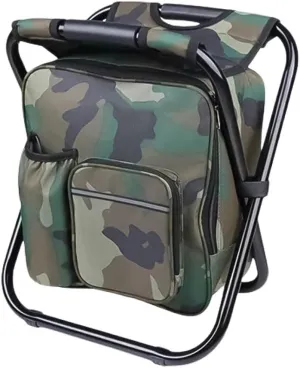 Backpack Cooler Chair Fishing Chairs Folding Camping Stool with 18l Integrated Cooler Bag, Portable Backpack Stool Beach Chair Stools, Lightweight Foldable Foot Rest 275 Lbs Max Load(Multi-colored)